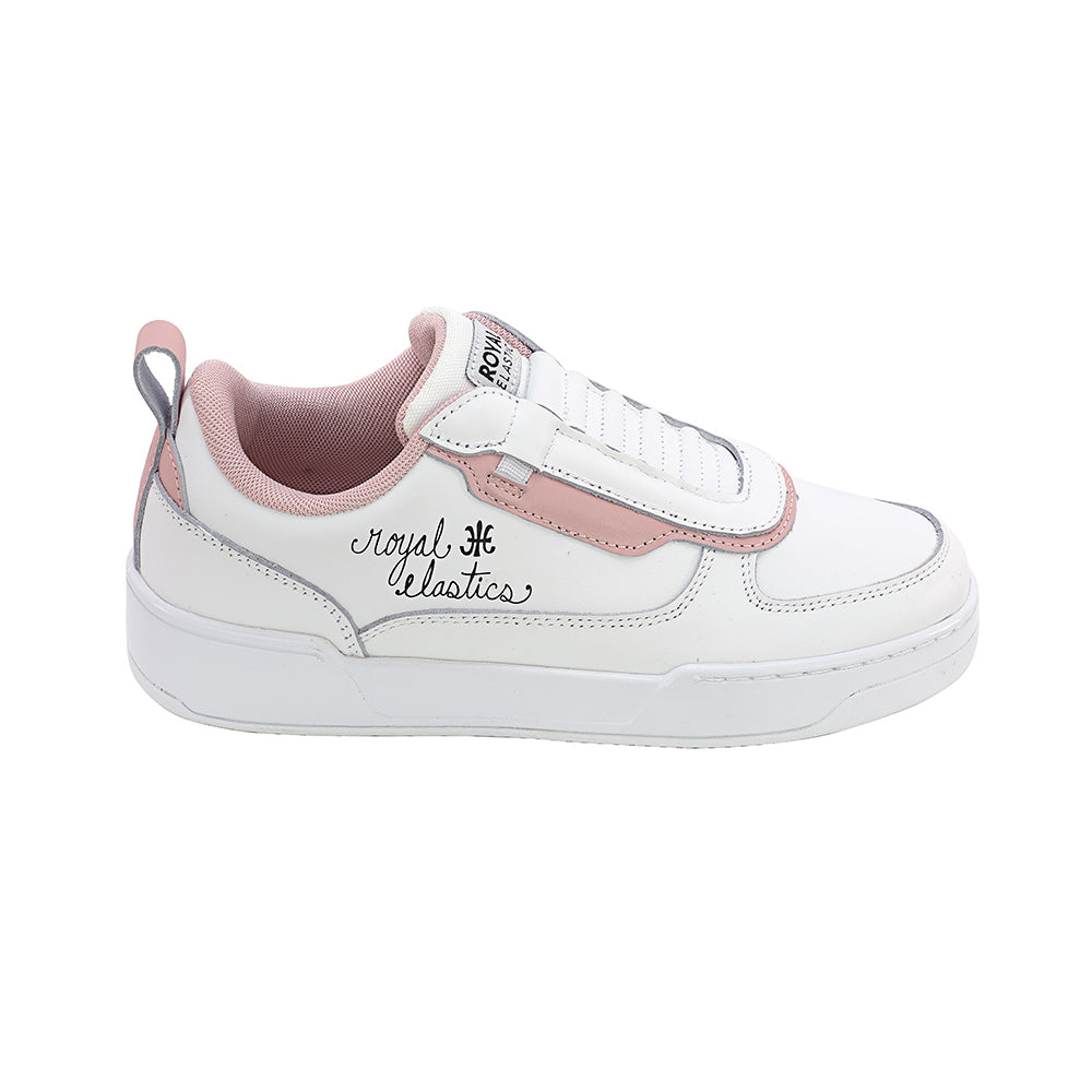 CROWN LUX White, Pink, and Gray Genuine Leather Sports Casual Shoes (Women's) 97543-019