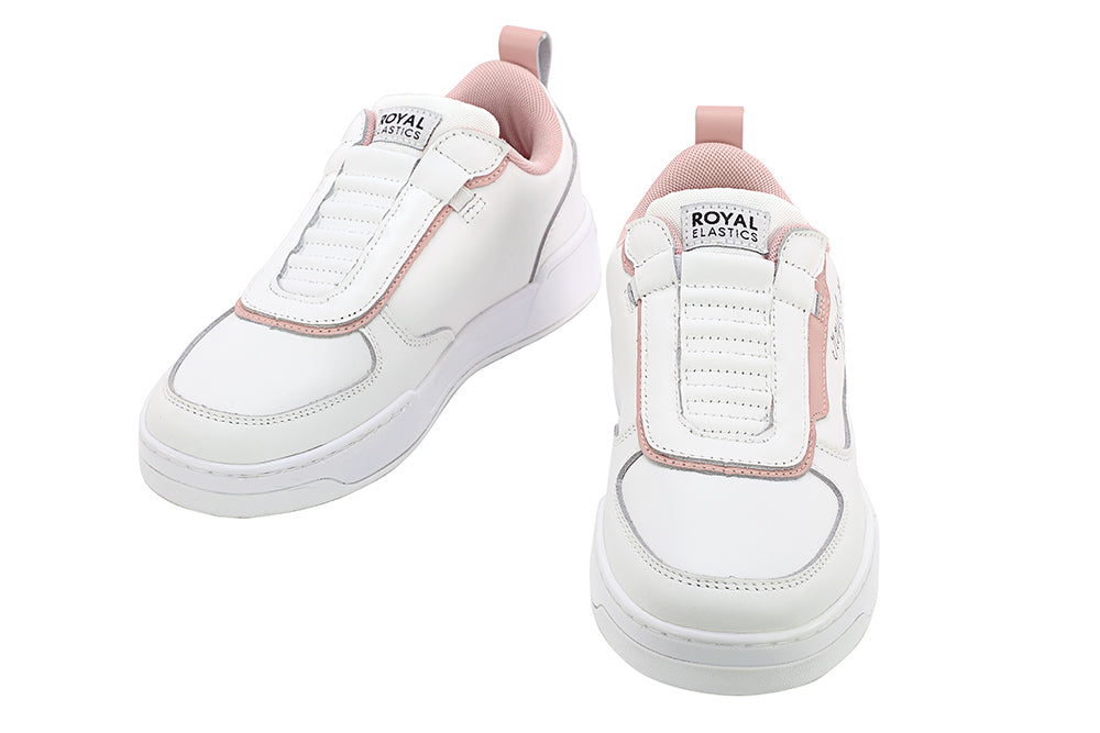 CROWN LUX White, Pink, and Gray Genuine Leather Sports Casual Shoes (Women's) 97543-019-3