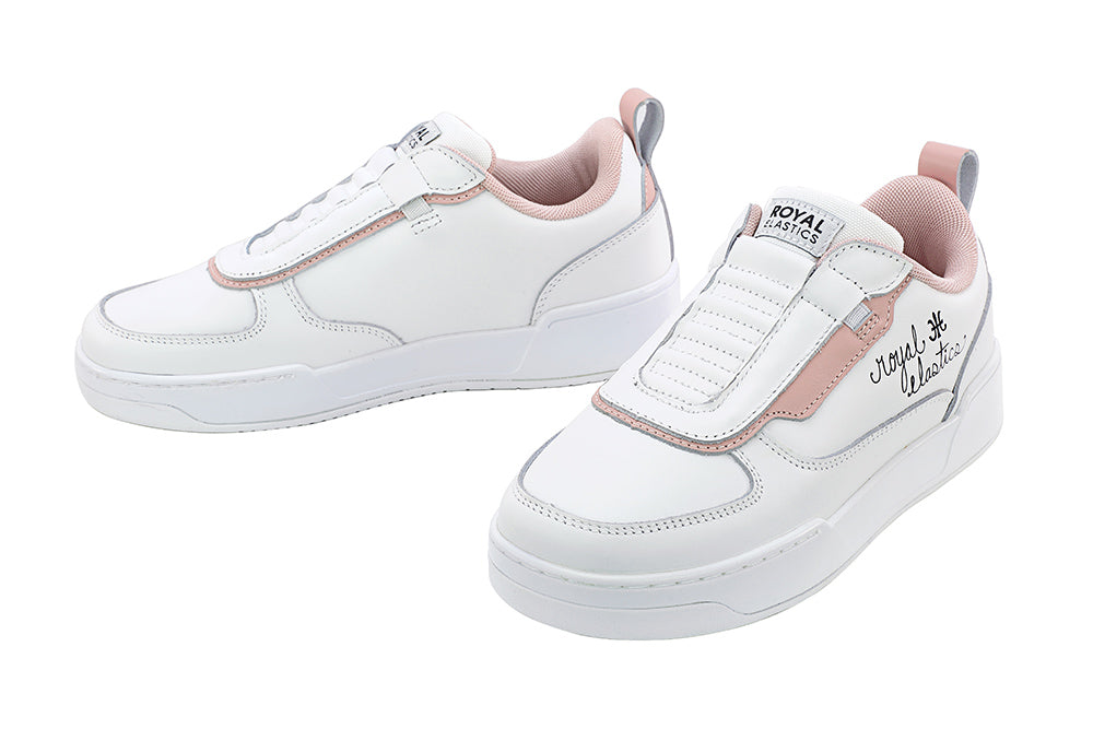 CROWN LUX White, Pink, and Gray Genuine Leather Sports Casual Shoes (Women's) 97543-019