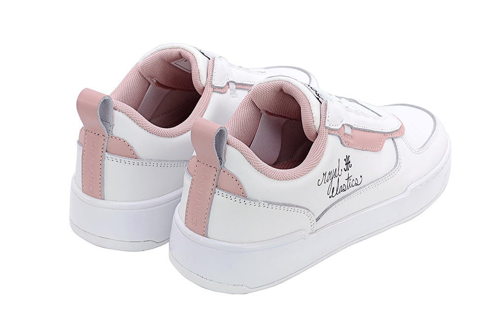 CROWN LUX White, Pink, and Gray Genuine Leather Sports Casual Shoes (Women's) 97543-019-6
