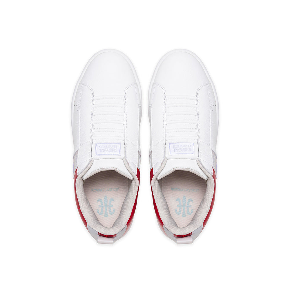 ICON2.0 White, Red, and Grey Genuine Leather Trendy Sports Casual Shoes (Women's) 906553-010-4