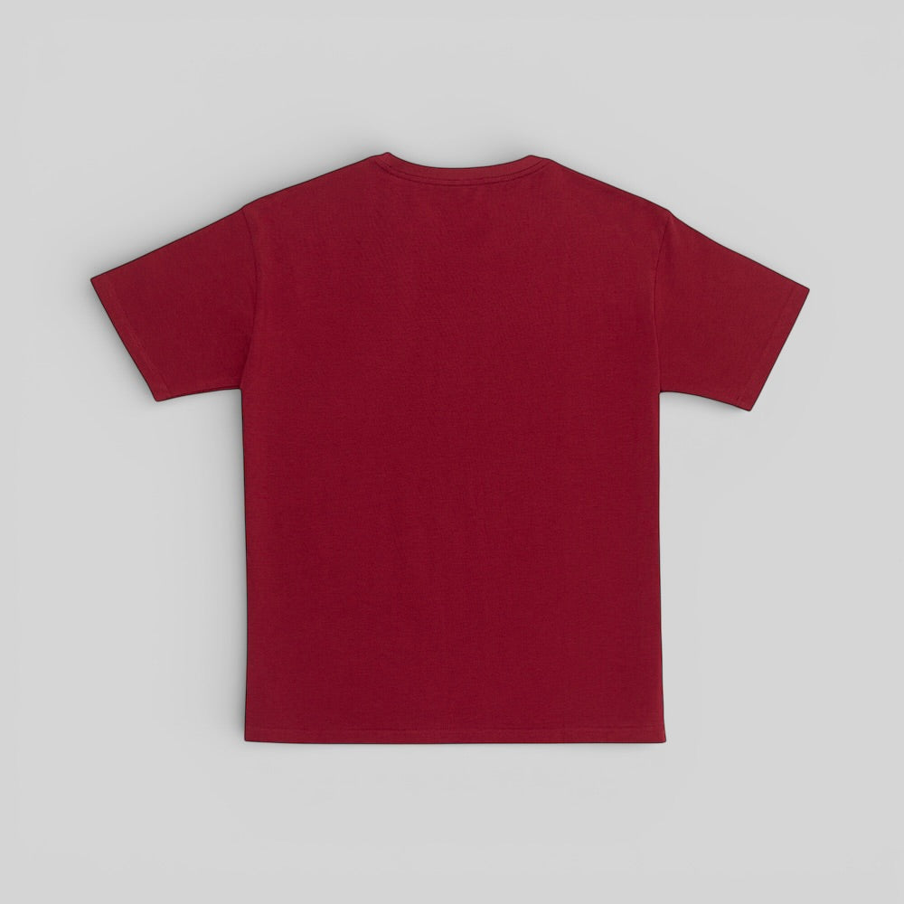Crew neck logo tee, dark red, R31143-110-2