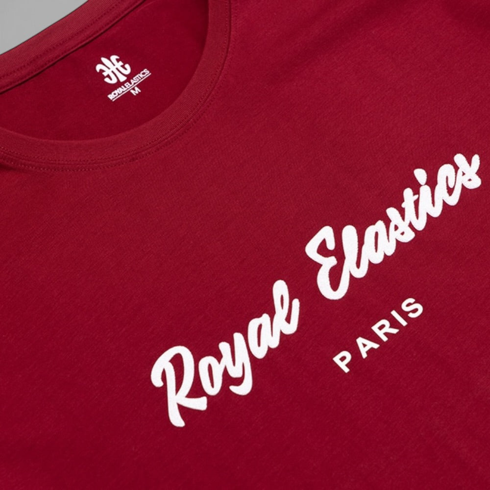 Crew neck logo tee, dark red, R31143-110-3