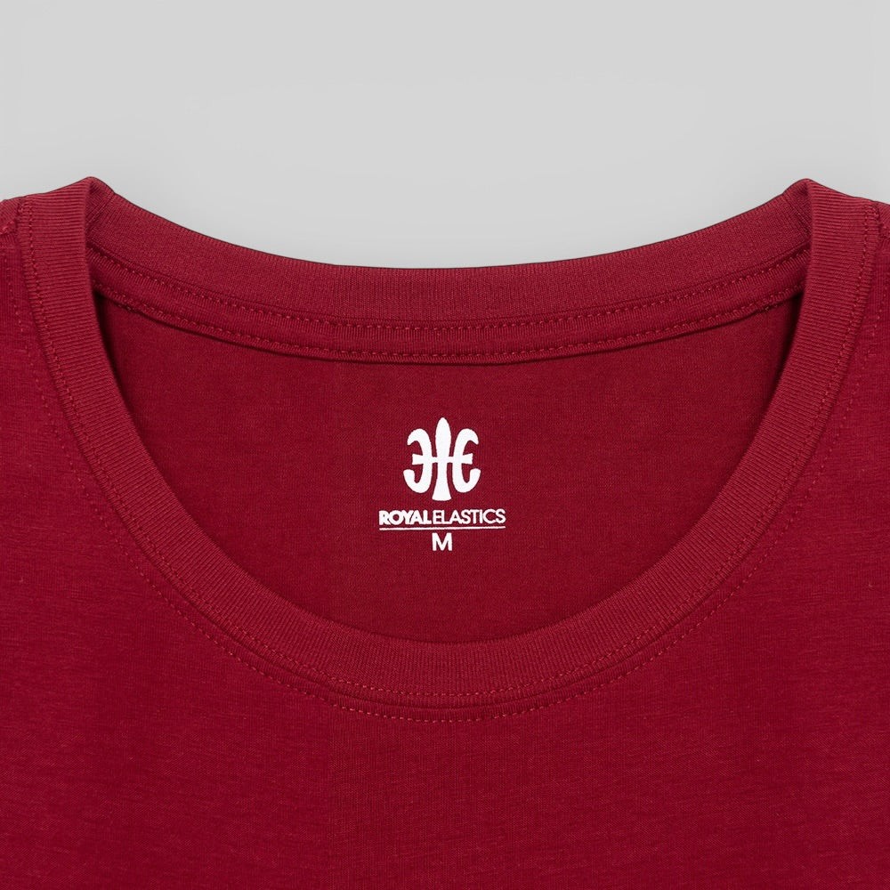Crew neck logo tee, dark red, R31143-110-4