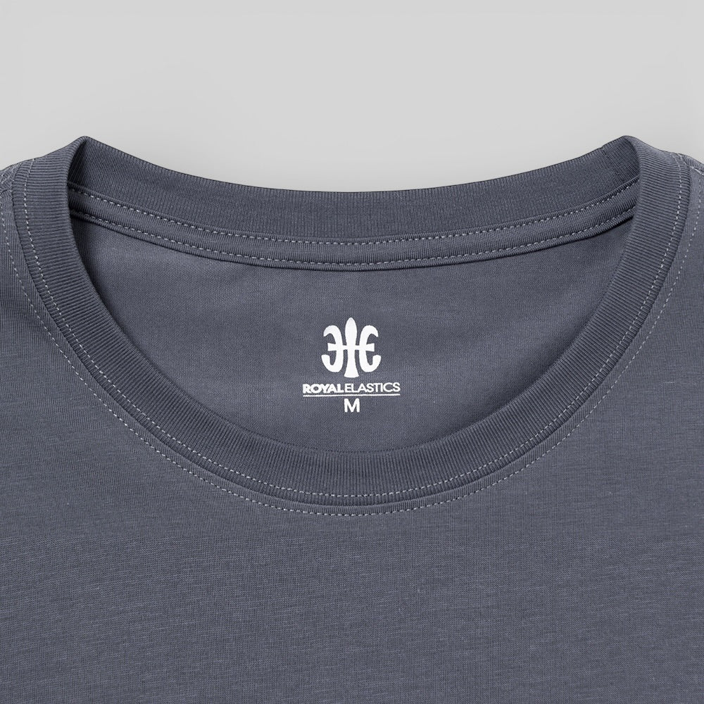 Crew neck logo tee, grey, R31143-880-4