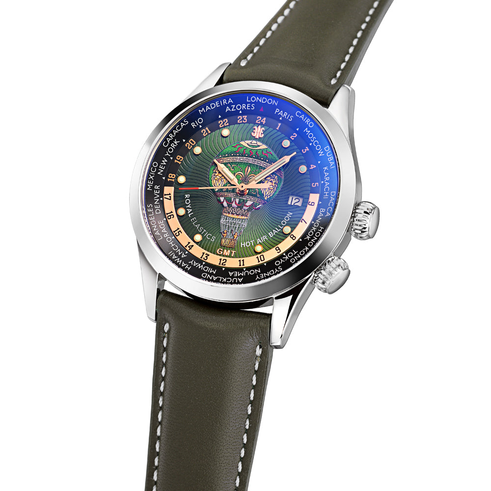 HOT AIR BALLOON GMT 機械經典飛行錶(綠色)