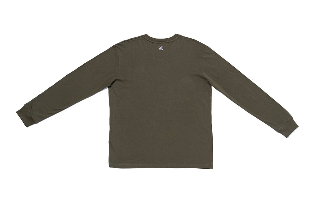 長袖圓領 Logo Tee 軍綠
