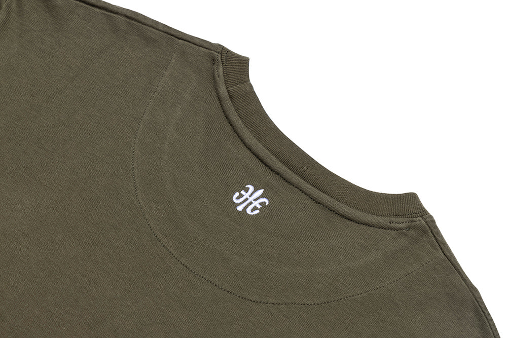 長袖圓領 Logo Tee 軍綠