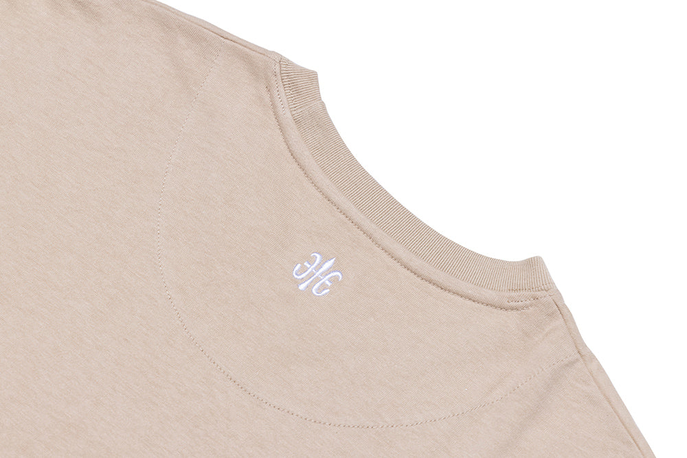 長袖圓領 Logo Tee 卡其